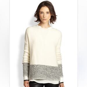 Vince Wool Cashmere Silk Sweater Womens Medium Roll Neck ColorBlock Pullover Top